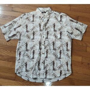 Fly Fishing Lure Button Up Cotton Shirt Medium NWT Cafe Luna